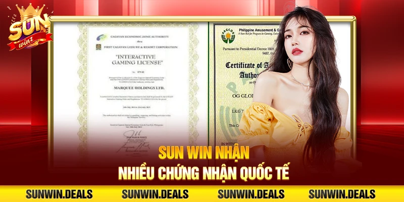 Sun win nhận nhiều chứng nhận quốc tế